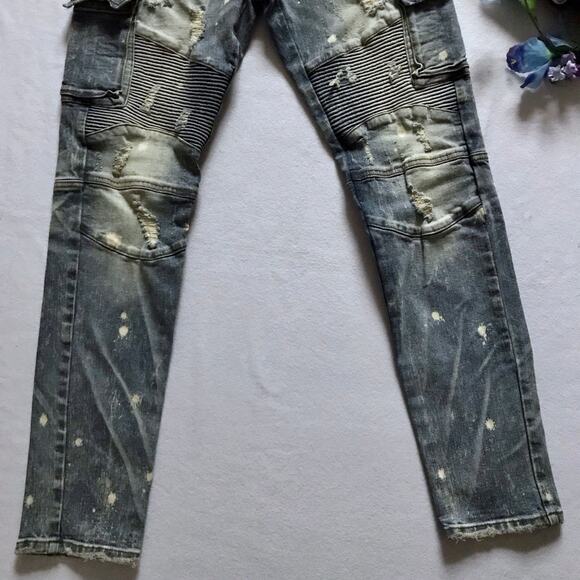 Preme NWOT Light Stone Wash Distressed Skinny Jeans Men 32 - Picture 4 of 10